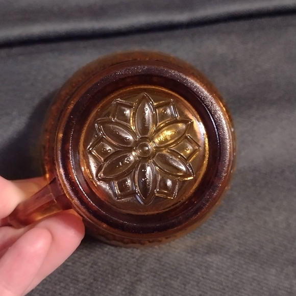 EUC Vtg. Amber Sandwich/Snack Plate and Cup, Pressed Glass - Picture 6 of 13